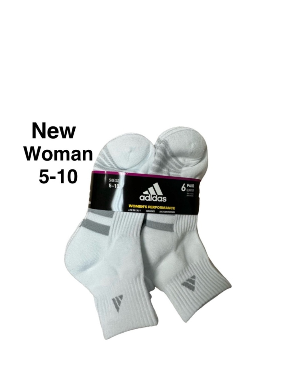 New Adidas Women's Quarter Sock Performance Aeroready Sport 6pac Size 5-10⭐️⭐️⭐️
